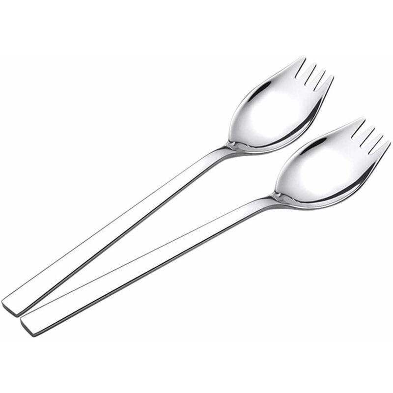 Juego de 2 tenedores de ensalada de acero inoxidable de doble uso