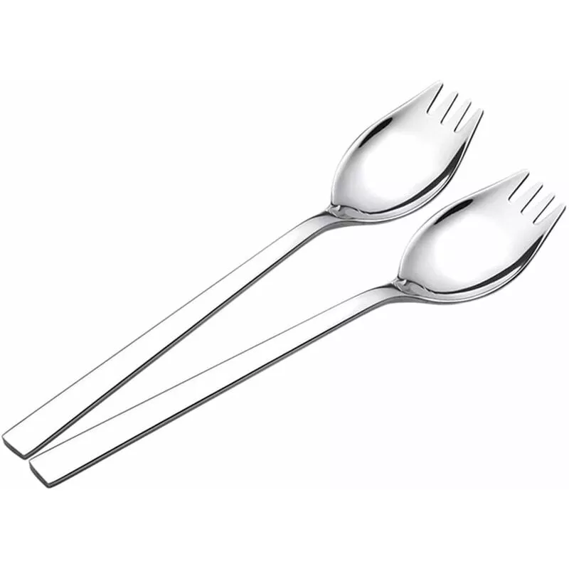 Juego de 2 tenedores de ensalada de acero inoxidable de doble uso