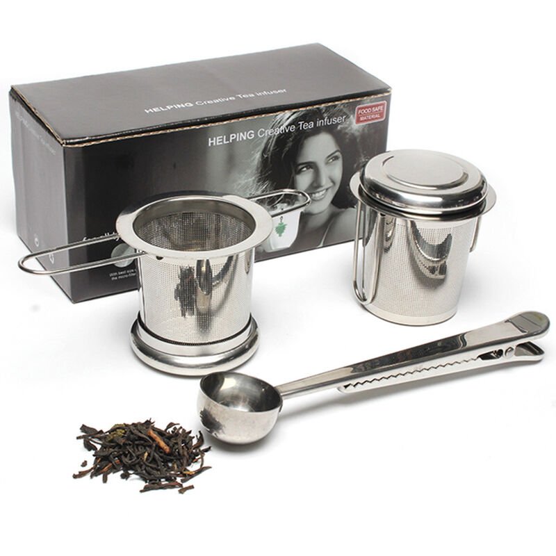 Juego de 3 pinzas para te infusor de te con tapa de te Colador de acero inoxidable espesado de grado alimenticio para te suelto Malla fina Se adapta barato