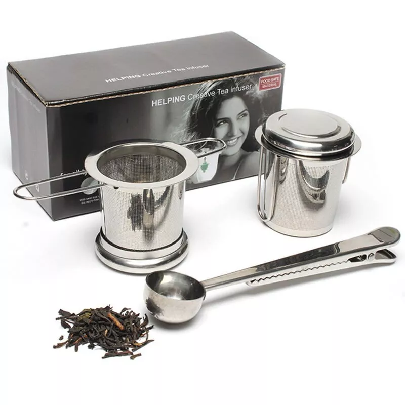 Juego de 3 pinzas para te infusor de te con tapa de te Colador de acero inoxidable espesado de grado alimenticio para te suelto Malla fina Se adapta barato