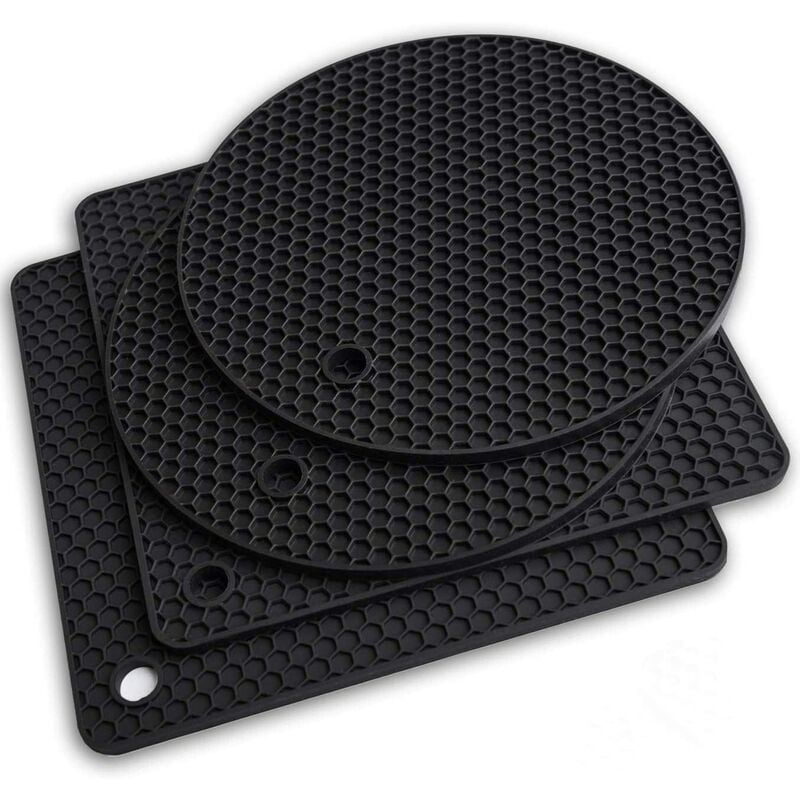 Juego de 4 salvamanteles de silicona Negro barato