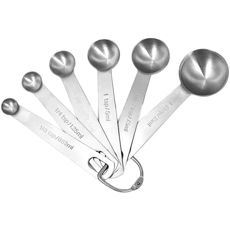 Juego De 6 Cucharas Medidoras Para Ingredientes Secos Y Liquidos, Utensilios Para Hornear, Utensilios De Cocina Resistentes Al Calor De Acero En Oferta Juego De 6 Cucharas Medidoras Para Ingredientes Secos Y Liquidos