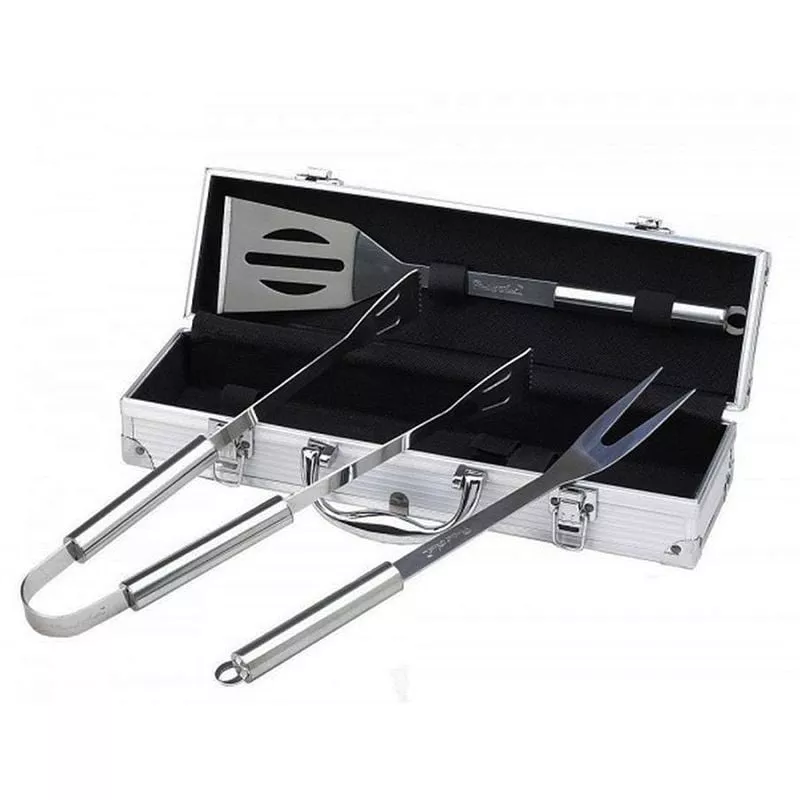 Juego De Herramientas De Barbacoa, Juego De Herramientas Para Asar A La Parrilla, Con Estuche De Aluminio, 3 Utensilios De Aluminio, Material: Aleaci En Oferta Juego De Herramientas De Barbacoa