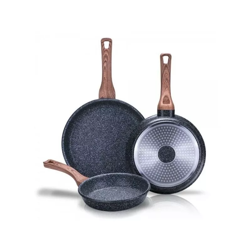 Juego De Sartenes Antiadherentes Folk (20,24,28Cm) De Aluminio, Apto Para Inducción/Vitro. Mango Extraíble Y Libre Pfoa - Newchef En Oferta Juego De Sartenes Antiadherentes Folk (20