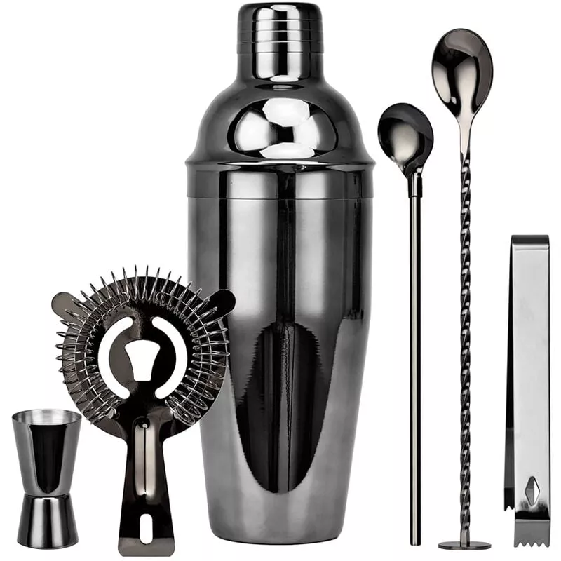 Juego De Coctel De Barra De 6 Piezas, Kit De Coctelera Para Hacer Bebidas, Mezclador De Acero Inoxidable, Regalo Para Hacer, Negro, 750Ml En Oferta Juego De Coctel De Barra De 6 Piezas