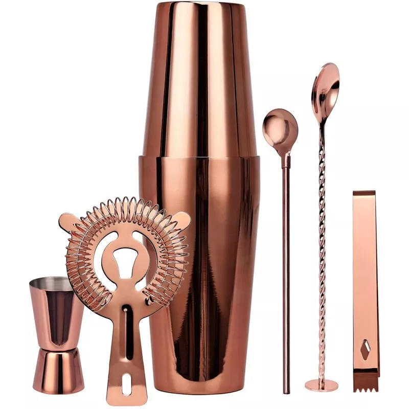 Juego De Coctel De Barra De 6 Piezas, Kit De Coctelera Para Hacer Bebidas, Mezclador De Acero Inoxidable, Regalo Para Hacer, Oro Rosa, Coctelera En Oferta Juego De Coctel De Barra De 6 Piezas