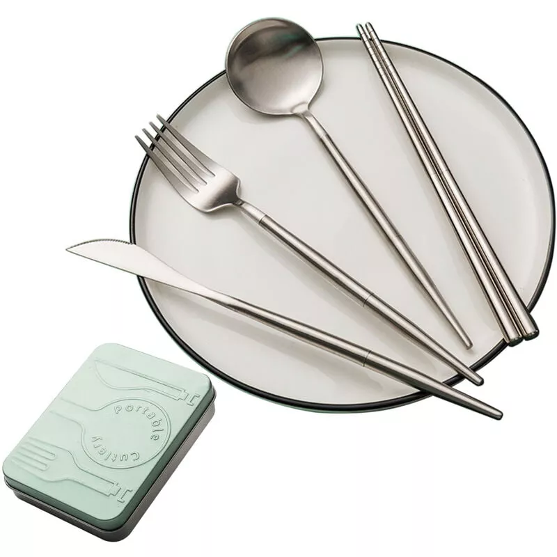 Juego De Cubiertos De Acero Inoxidable 304 De 4 Utensilios Reutilizables Portatiles Desmontables Juego De Cubiertos De Viaje Para Acampar Con Caja En Oferta Juego De Cubiertos De Acero Inoxidable 304 De 4 Utensilios Reutilizables Portatiles Desmontables Juego De Cubiertos De Viaje Para Acampar Con Caja Barato