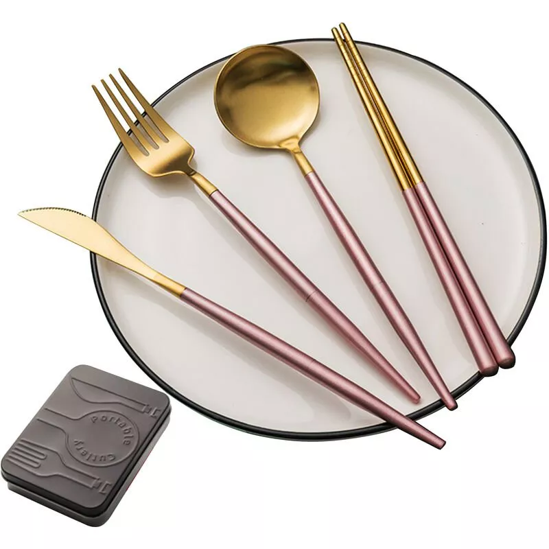 Juego De Cubiertos De Acero Inoxidable 304 De 4 Utensilios Reutilizables Portatiles Desmontables Juego De Cubiertos De Viaje Para Acampar Con Caja En Oferta Juego De Cubiertos De Acero Inoxidable 304 De 4 Utensilios Reutilizables Portatiles Desmontables Juego De Cubiertos De Viaje Para Acampar Con Caja Barato