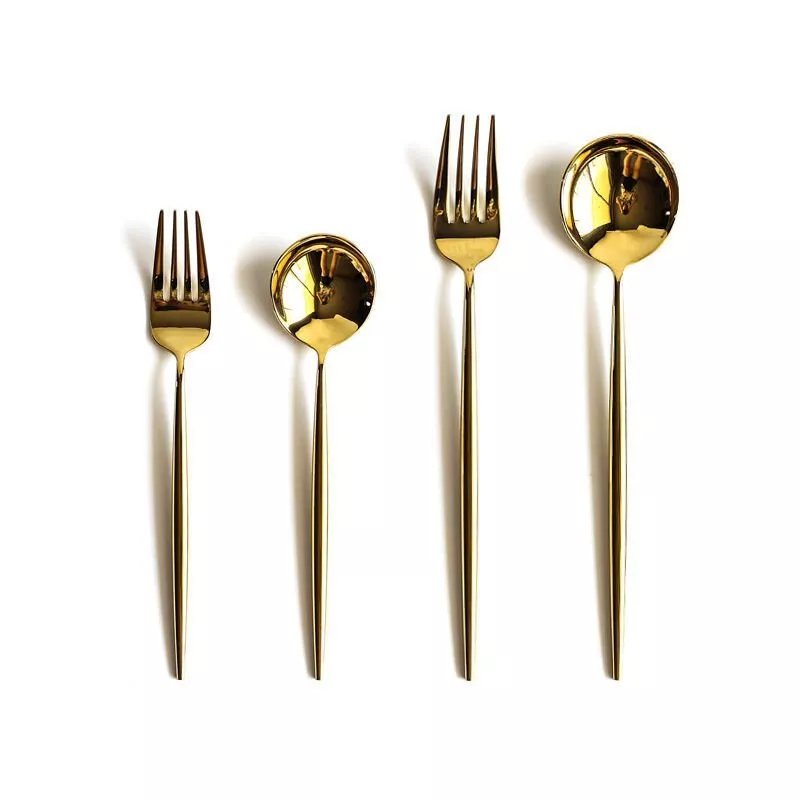 Juego De Cubiertos Dorados, Tenedores, Cucharas, Cuchillos, Cubiertos De Acero Inoxidable, Palillos, Cucharas, Cuchillos, Tenedores, 3 Pcs En Oferta Juego De Cubiertos Dorados