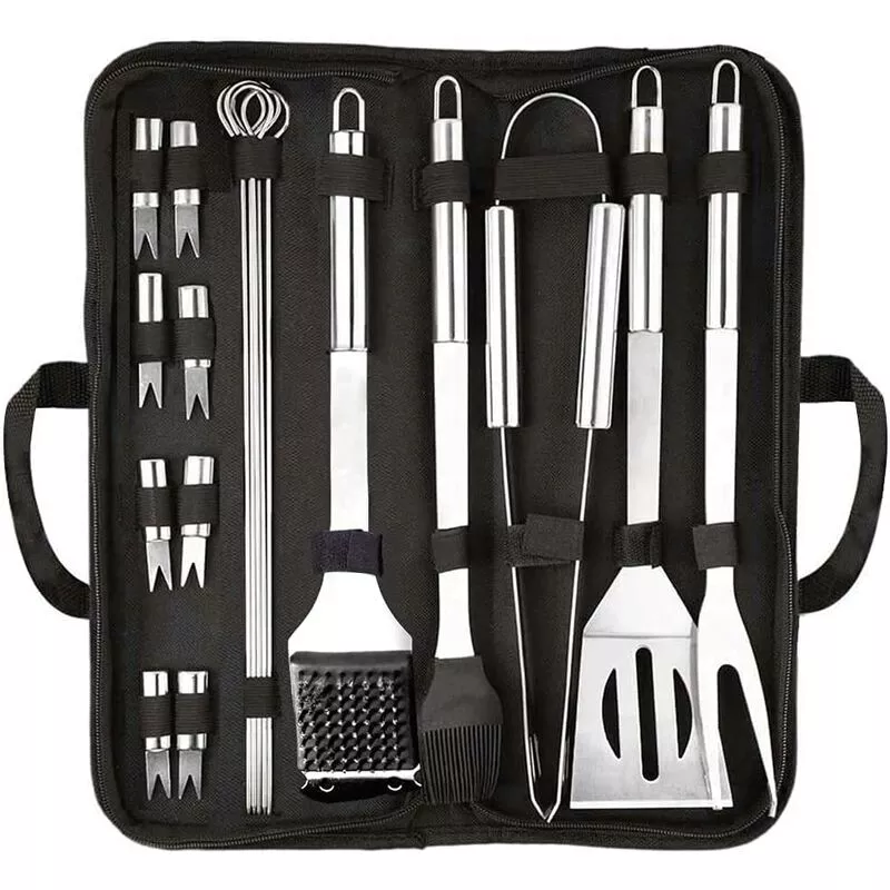 Juego De Cubiertos Para Parrilla, 20 Piezas, Accesorios Para Parrilla, Juego De Herramientas De Barbacoa De Alta Calidad, Bolsa De Transporte, Caja En Oferta Juego De Cubiertos Para Parrilla
