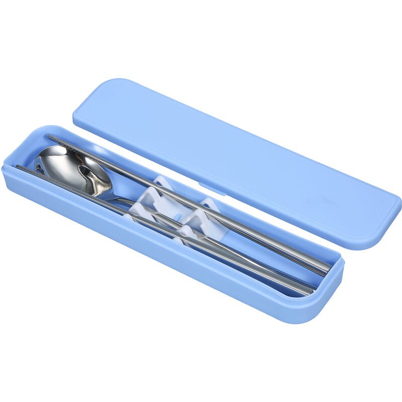 Juego de cubiertos portatiles de acero inoxidable 304 Utensilios Cubiertos de viaje reutilizables con estuche Palillos Cuchara para el campamento de barato