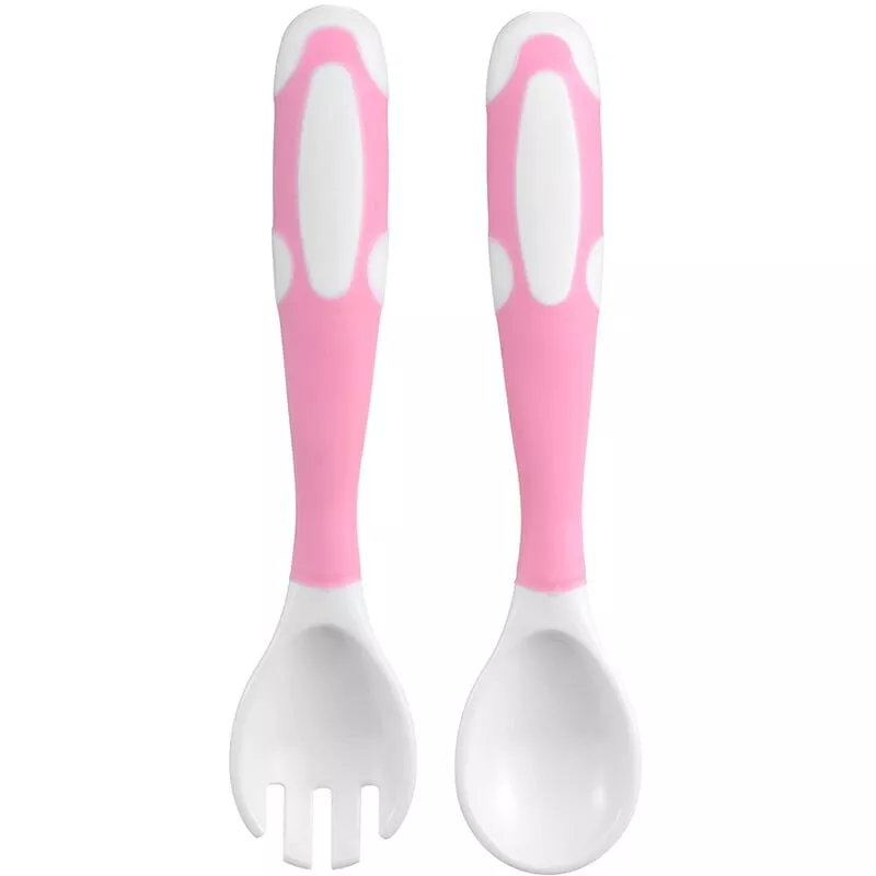 Juego De Cuchara Y Tenedor Para Bebe, Estuche De Viaje, Mango Flexible Y Antideslizante, Cuchara De Entrenamiento Para Bebes Con Caja De En Oferta Juego De Cuchara Y Tenedor Para Bebe