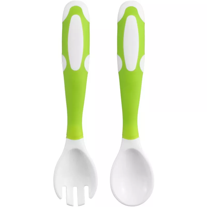 Juego De Cuchara Y Tenedor Para Bebe, Estuche De Viaje, Mango Flexible Y Antideslizante, Cuchara De Entrenamiento Para Bebes Con Caja De En Oferta Juego De Cuchara Y Tenedor Para Bebe