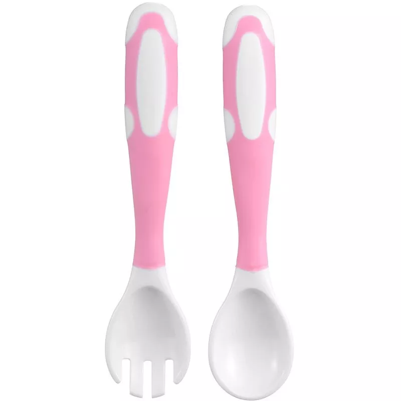 Juego De Cuchara Y Tenedor Para Bebe, Estuche De Viaje, Mango Flexible Y Antideslizante, Cuchara De Entrenamiento Para Bebes Con Caja De En Oferta Juego De Cuchara Y Tenedor Para Bebe