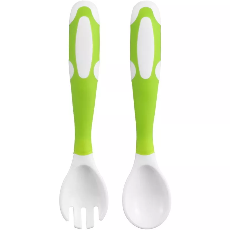 Juego De Cuchara Y Tenedor Para Bebe, Estuche De Viaje, Mango Flexible Y Antideslizante, Cuchara De Entrenamiento Para Bebes Con Caja De En Oferta Juego De Cuchara Y Tenedor Para Bebe