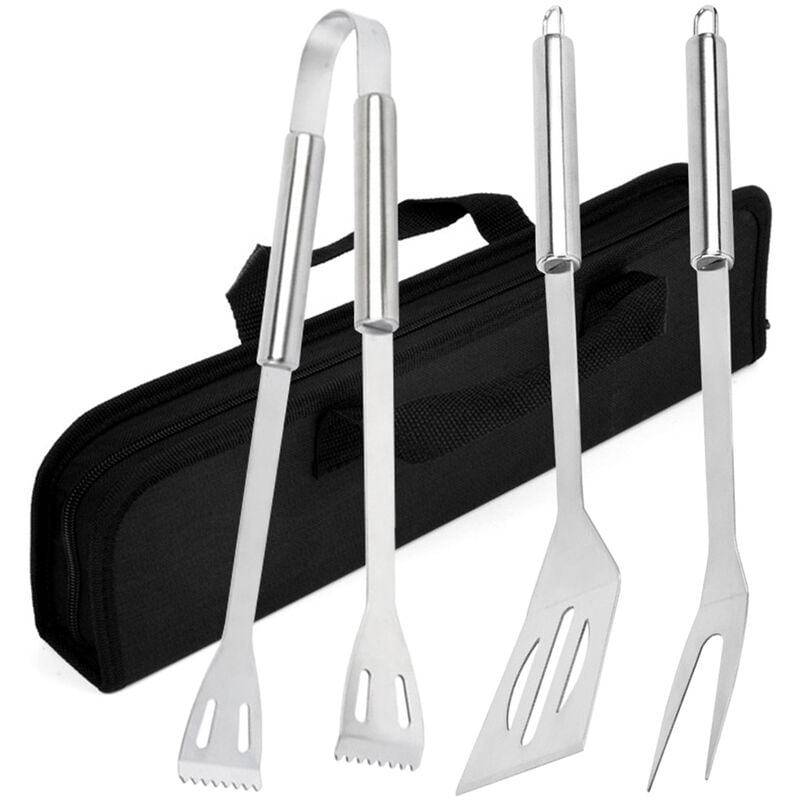 Juego de herramientas para asar a la parrilla de 3 piezas con bolsa de almacenamiento Parrilla de acero inoxidable Espatula Tenedor Pinzas Kit de barato