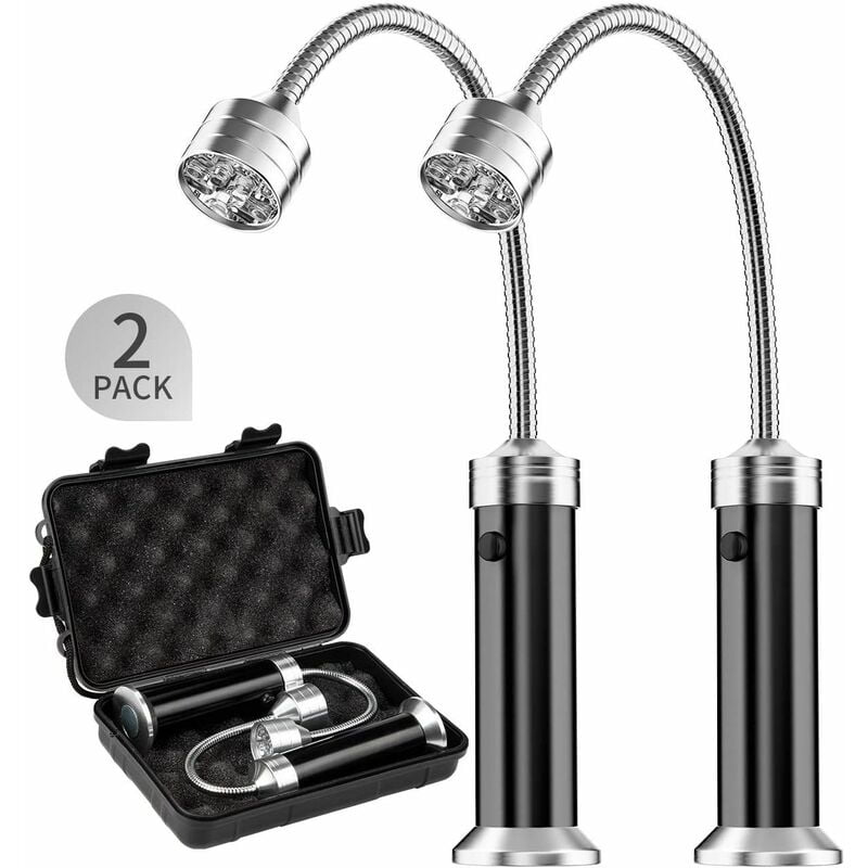 Juego de luces para barbacoa con 2 luces LED para parrilla de barbacoa con base magnética de rotación de 360 ​​grados