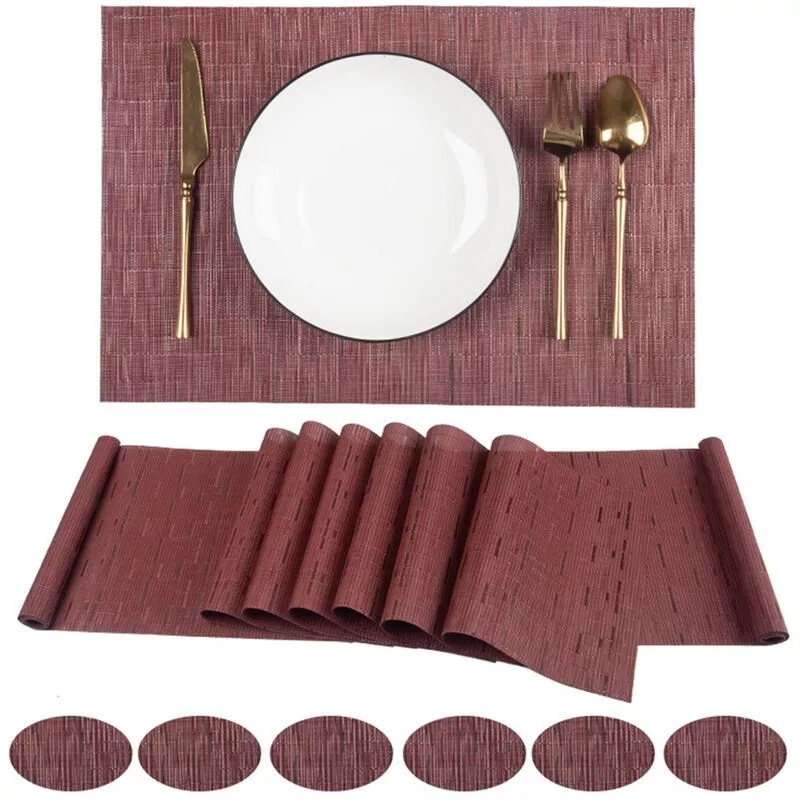 Juego De Mesa De Comedor De 16 Piezas, Camino De Mesa, Manteles Individuales, Posavasos, Pvc, Antideslizante, Resistente Al Calor, Para Mesa, En Oferta Juego De Mesa De Comedor De 16 Piezas