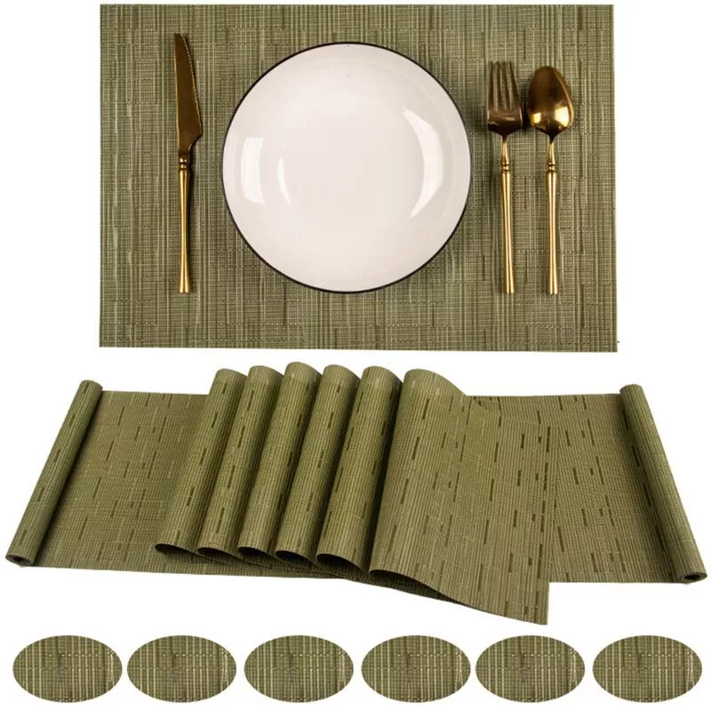 Juego De Mesa De Comedor De 16 Piezas, Camino De Mesa, Manteles Individuales, Posavasos, Pvc, Antideslizante, Resistente Al Calor, Para Mesa, En Oferta Juego De Mesa De Comedor De 16 Piezas