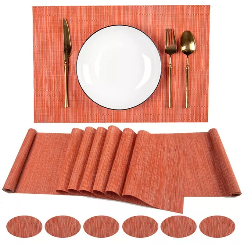 Juego De Mesa De Comedor De 16 Piezas, Camino De Mesa, Manteles Individuales, Posavasos, Pvc, Antideslizante, Resistente Al Calor, Para Mesa, En Oferta Juego De Mesa De Comedor De 16 Piezas