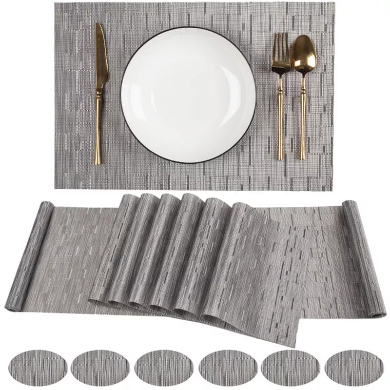 Juego De Mesa De Comedor De 16 Piezas, Camino De Mesa, Manteles Individuales, Posavasos, Pvc, Antideslizante, Resistente Al Calor, Para Mesa, En Oferta Juego De Mesa De Comedor De 16 Piezas
