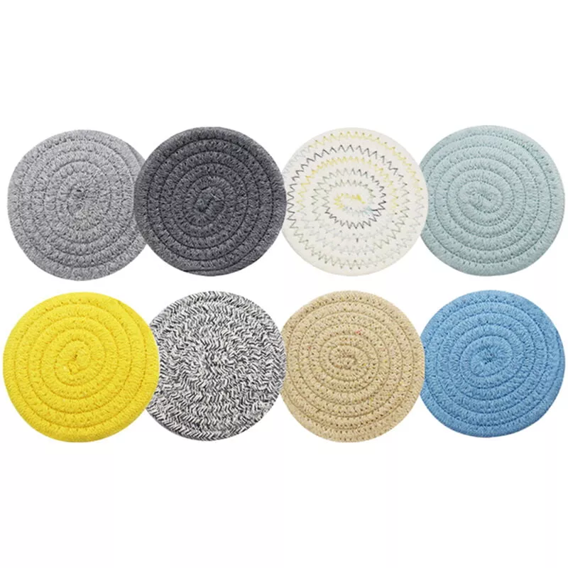 Juego De Posavasos Para Tazas, 8 Piezas, Tejido De Hilo De Algodon Puro, Soportes Para Ollas Calientes, Soporte Para Bebidas, Alfombrilla Para En Oferta Juego De Posavasos Para Tazas
