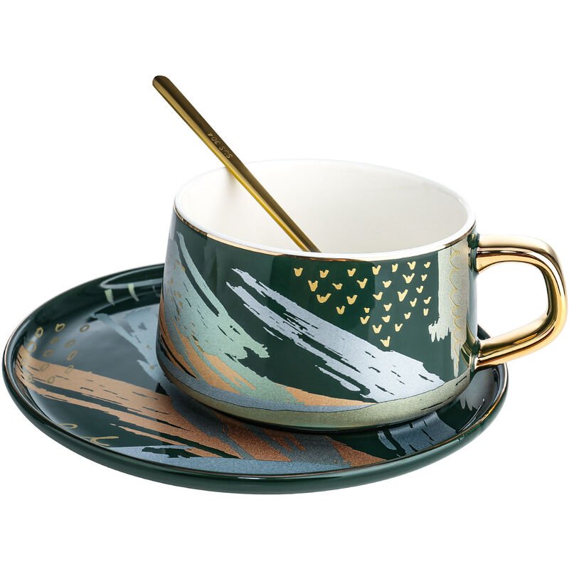Juego de taza y platillo de cafe taza de te de ceramica