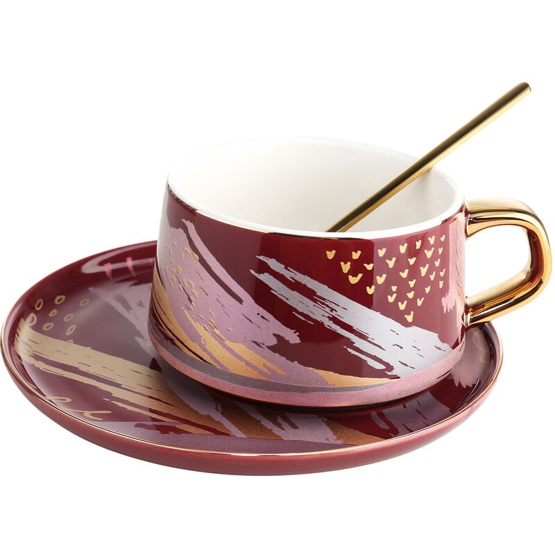 Juego de taza y platillo de cafe taza de te de ceramica