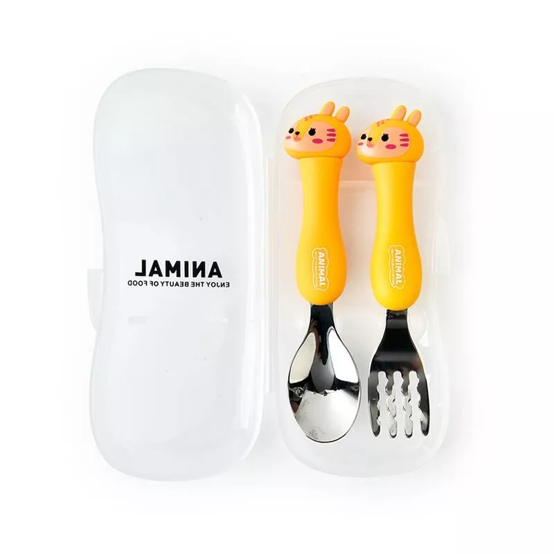 Juego De Transporte De Viaje De Cubiertos Para Ninos De 2 Piezas, Vajilla Portatil Para Ninos, Utensilios Para Ninos Pequenos, Juego De Cuchara Y En Oferta Juego De Transporte De Viaje De Cubiertos Para Ninos De 2 Piezas