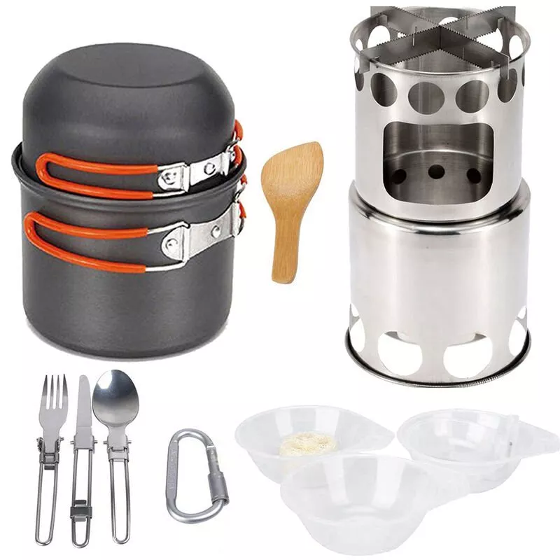 Juego De Utensilios De Cocina Para Acampar, Juego De Ollas De Madera Plegable Portatil Al Aire Libre, Juego De Ollas, Cuchara, Tenedor, Cortador, En Oferta Juego De Utensilios De Cocina Para Acampar