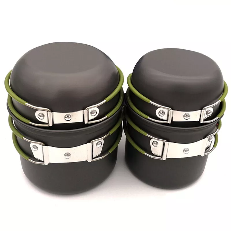 Juego De Utensilios De Cocina Para Acampar, Senderismo Al Aire Libre, Mochilero, Cuencos De Olla, Bolsa De Transporte De Malla,Verde En Oferta Juego De Utensilios De Cocina Para Acampar