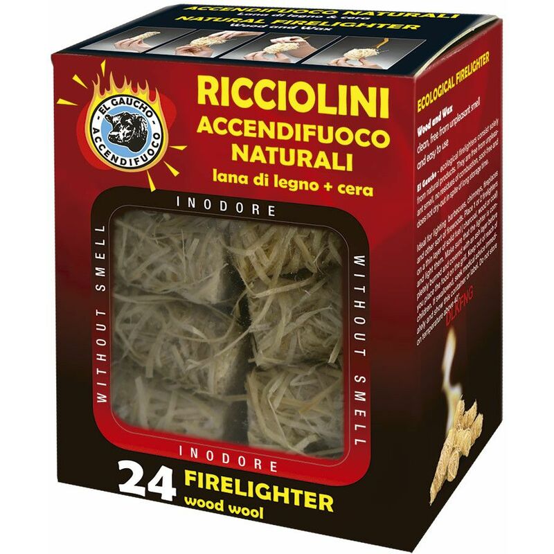 Kekai - Lana de Madera y Cera para Encendido 24 Espirales de Grill