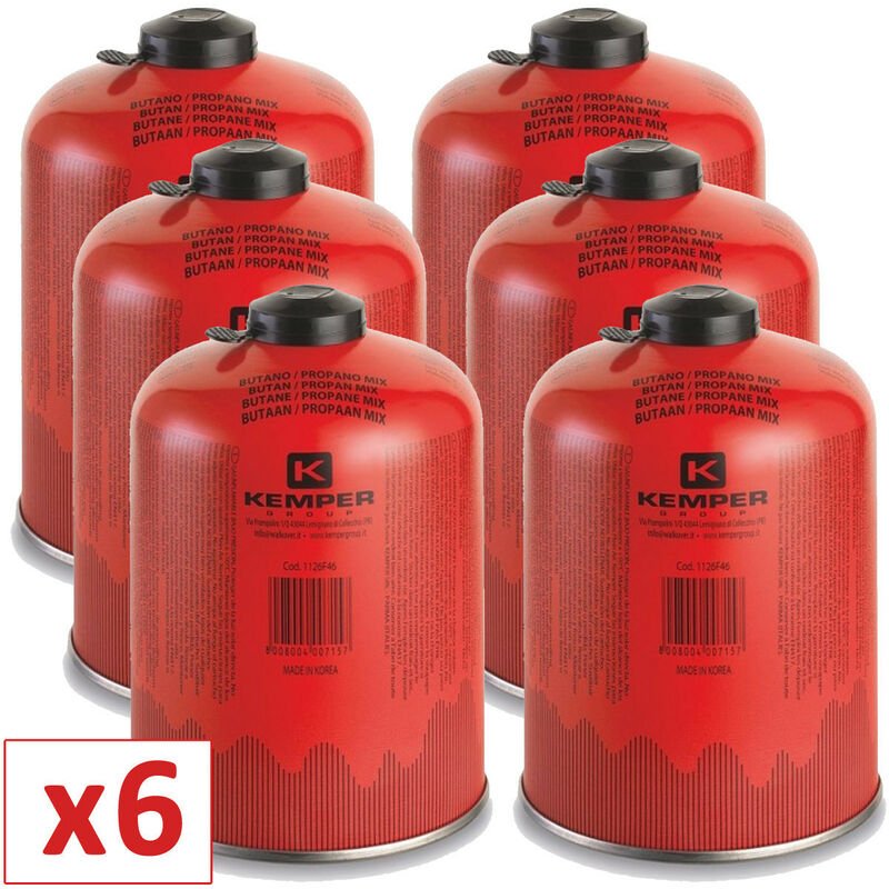 Kemper - Paquete de 6 cartuchos de gas 460 g de mezcla de propano y butano Cilindro de gas con válvula 7/16 Botella de camping EN barato