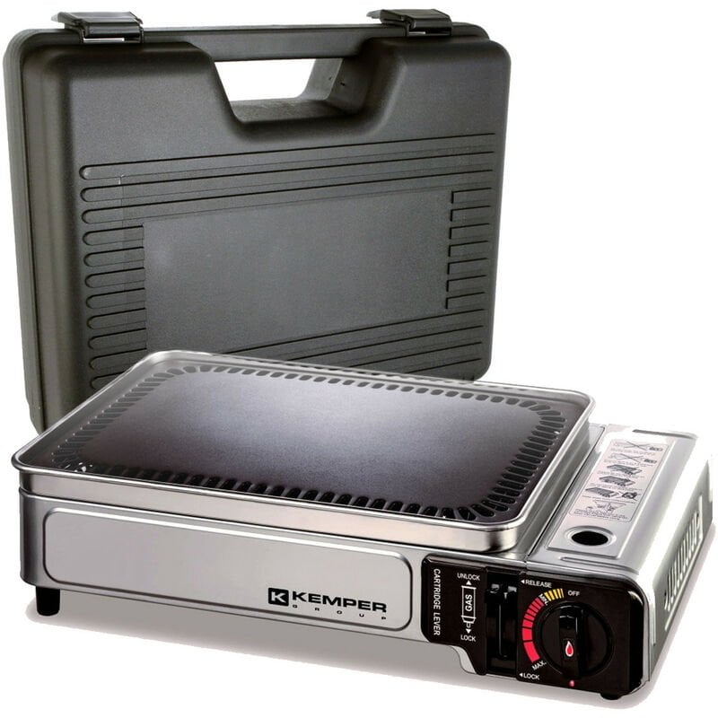 Kemper - Plancha de gas portátil 2300W placa antiadherente + estuche de transporte barato