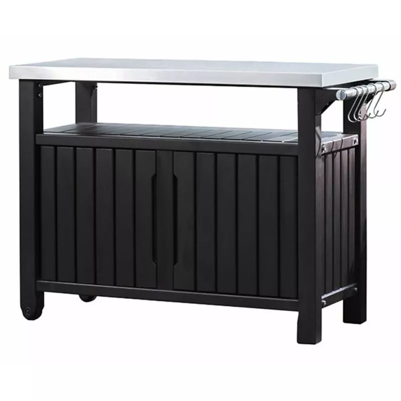 Keter Mesa De Jardín Multifuncional Para Barbacoa Unity Xl Look Madera - Negro En Oferta Keter Mesa De Jardín Multifuncional Para Barbacoa Unity Xl Look Madera - Negro Barato