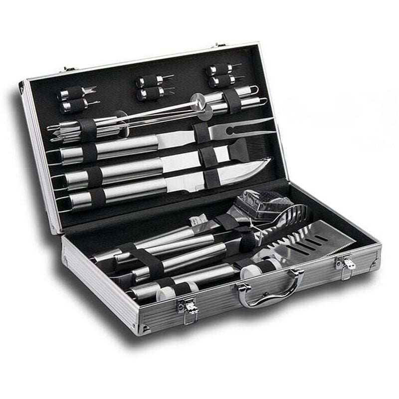 Kit 18 Utensilios Barbacoa Acero Inoxidable + Estuche 430 * 240 * 80mm barato