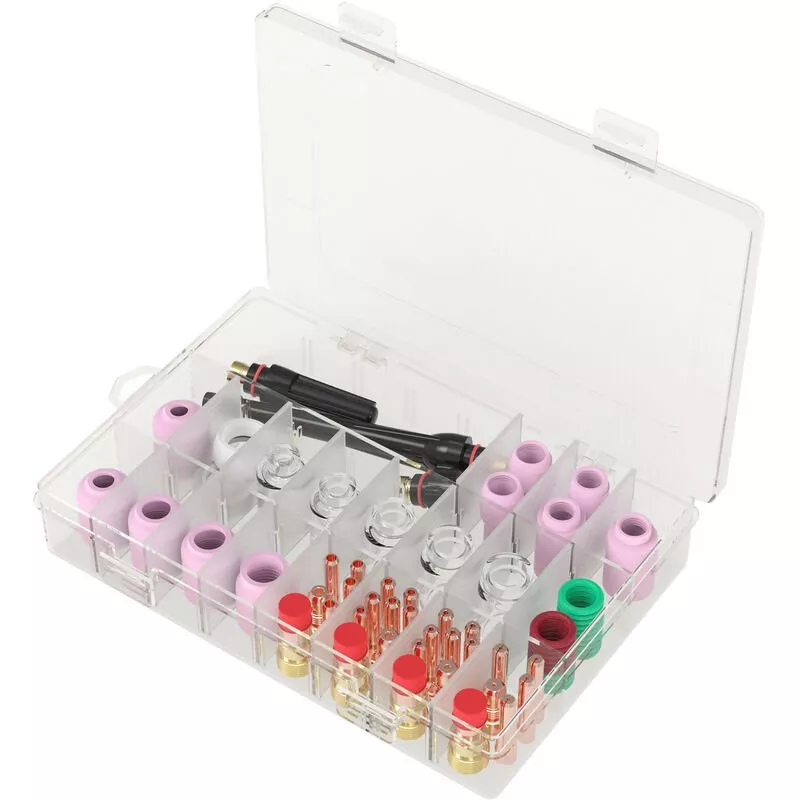 Kit De Accesorios De Soldadura Tig De 68 Piezas, Vasos De Vidrio Resistentes Al Calor, Juego De Lentes De Gases Rechonchos Para Wp-17/18/26 En Oferta Kit De Accesorios De Soldadura Tig De 68 Piezas