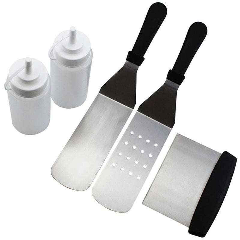 Kit de herramientas Kit de accesorios plancha 5PCS barbacoa parrilla de acero inoxidable Espatula Conjunto para FITS Grill para la plancha plana barato