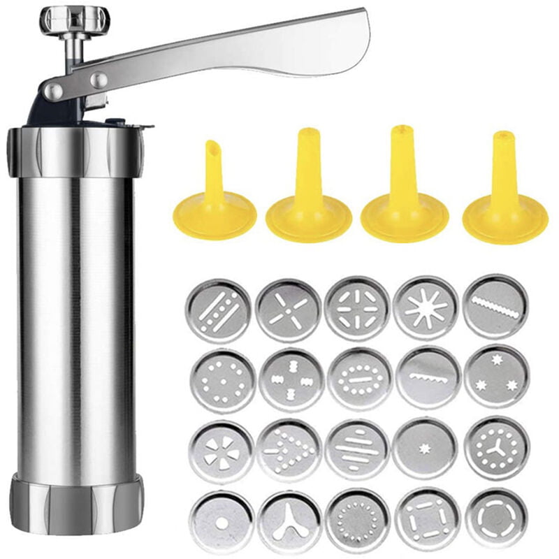 Kit de pistola de prensa de galletas Juego de prensa de pasteleria con 20 discos y 4 puntas de glaseado para hacer galletas y decoracion de bricolaje barato