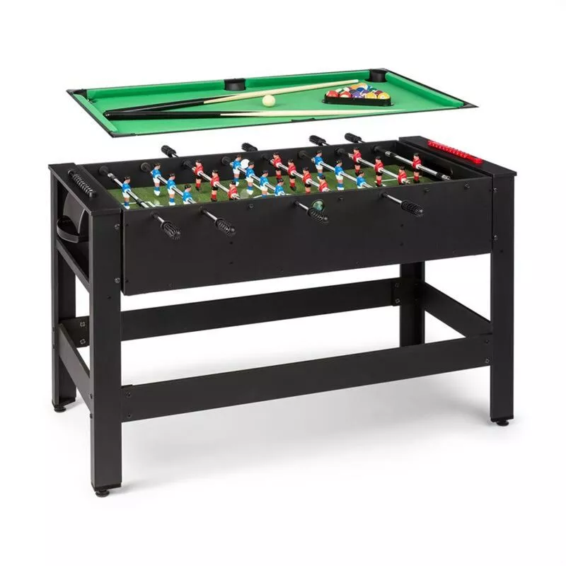 Klarfit - Spin 2-En-1 Mesa De Juego Billar Futbolín Intercambiables 180º Accesorios De Juego Negro En Oferta Klarfit - Spin 2-En-1 Mesa De Juego Billar Futbolín Intercambiables 180º Accesorios De Juego Negro Barato