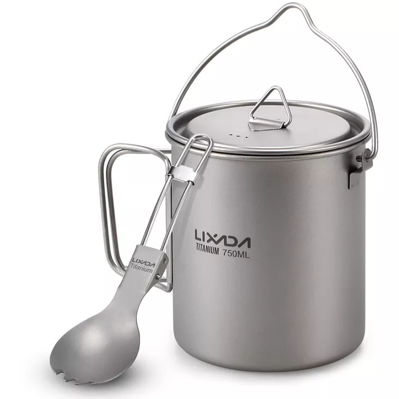 Ligera Titanio 750Ml Olla Con Spork Plegable Para Acampar Al Aire Libre Senderismo Con Mochila De Picnic, Pote De 750 Ml Y Spork - Lixada En Oferta Ligera Titanio 750Ml Olla Con Spork Plegable Para Acampar Al Aire Libre Senderismo Con Mochila De Picnic