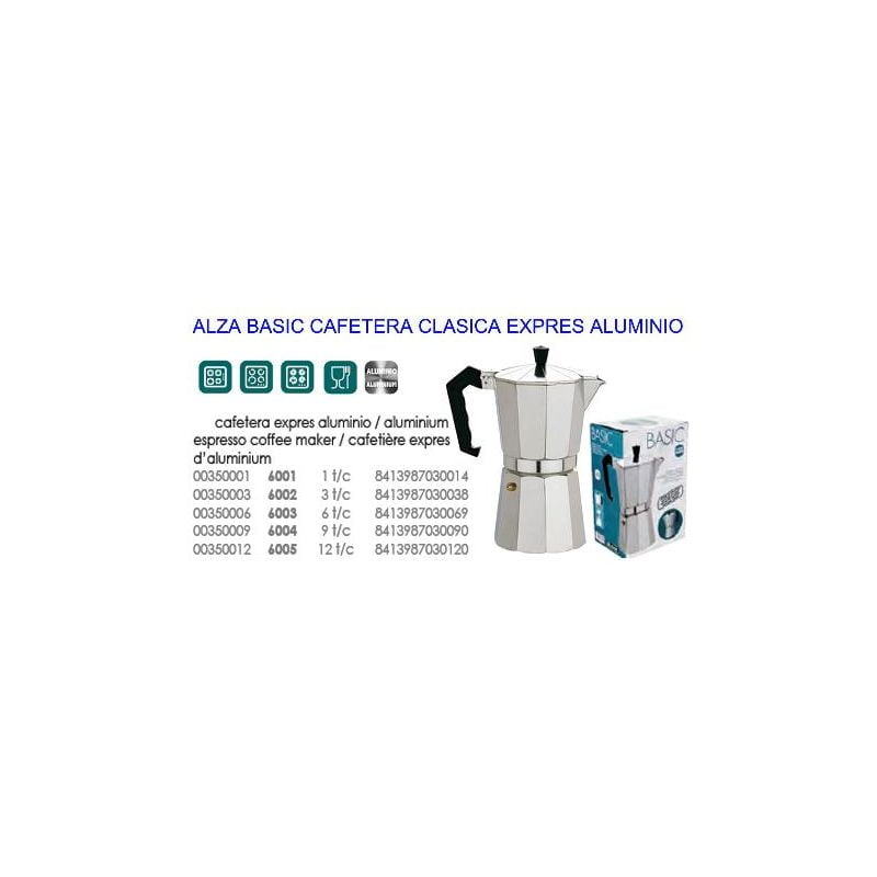 MIBRICOTIENDA alza basic cafetera clasica expres aluminio 9 tazas 6004 barato
