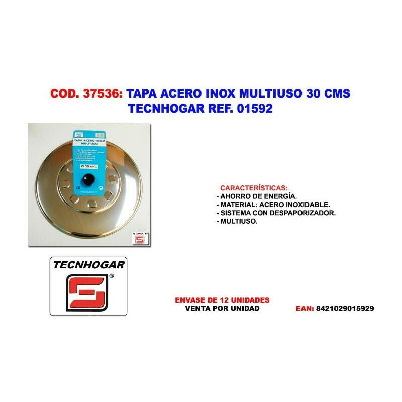 MIBRICOTIENDA tapa acero inox multiuso 30 cms. tecnh ref 01592 barato