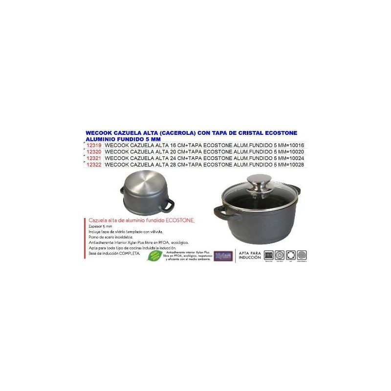 MIBRICOTIENDA wecook cazuela alta 16 cm+tapa ecostone alum.fundido 5 mm 10016 barato