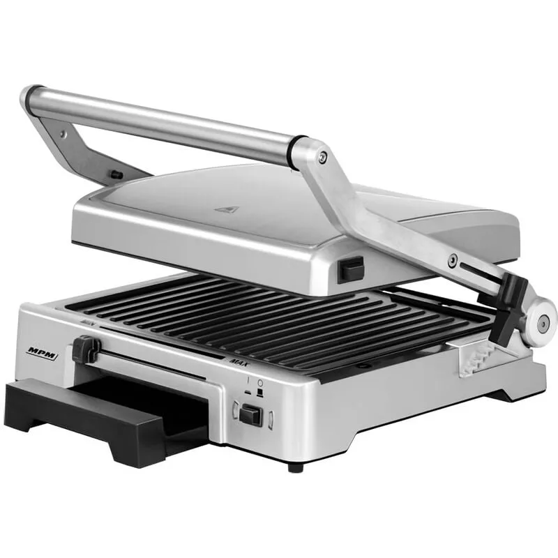 MPM - Parrilla Eléctrica Doble Contact Grill Tapa Basculante Adaptable Altura