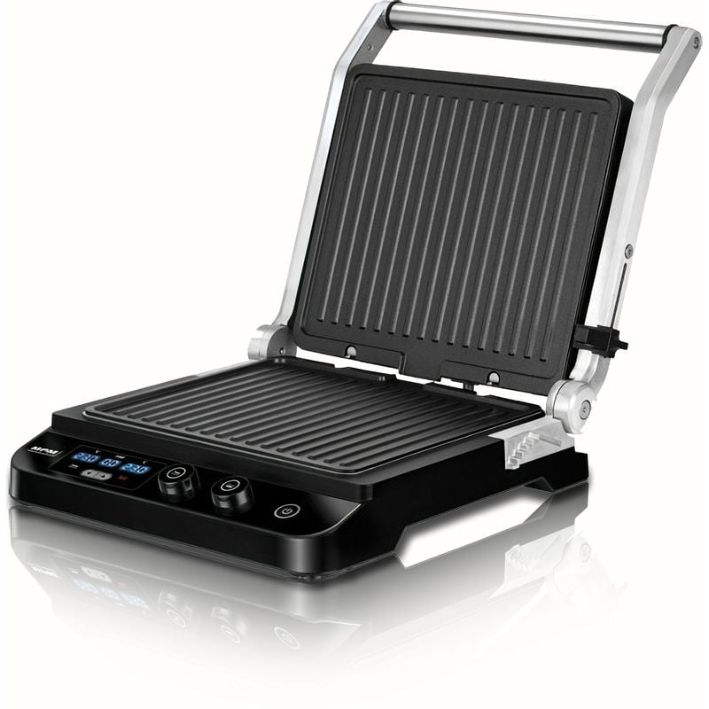 MPM - Parrilla Eléctrica Doble Contact Grill Tapa Basculante Adaptable Altura
