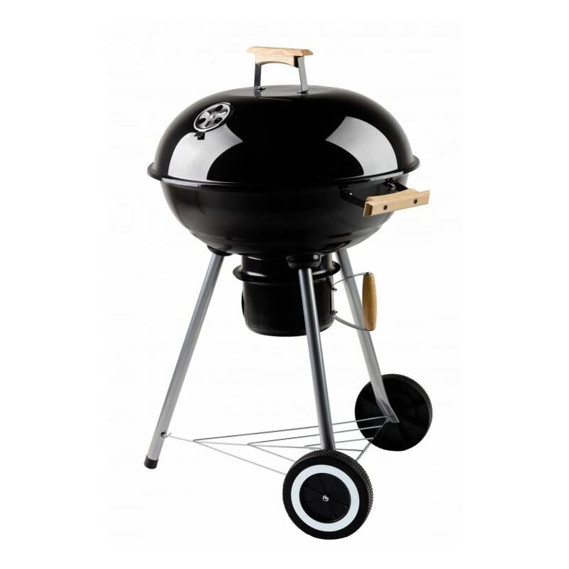 MSTORE - Barbacoa de carbón - Terraza jardín - Cenicero - 2 ruedas - Rejilla de acero cromado diámetro 44 cm - Negro barato