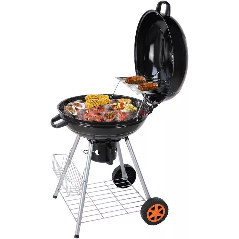 Mvpower Barbacoa De Carbón, Parrilla De Barbacoa Con Hervidor, Carro De Barbacoa Con Dos Parrillas, Colector De Hollín Y Termómetro, Ventilación En Oferta Mvpower Barbacoa De Carbón