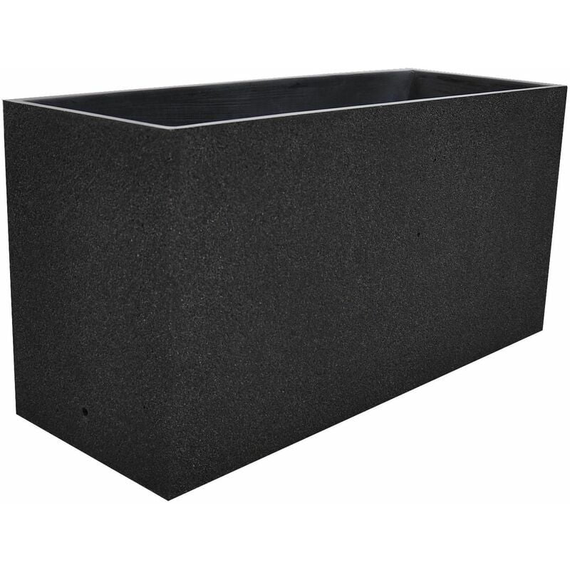 Macetero Rectangular Euclid Texturizado Negro 118 x 38