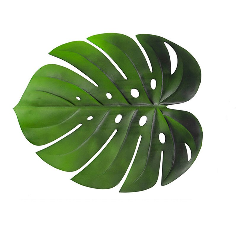 Mantel individual antideslizante con forma de hojas de palmera verde tropical